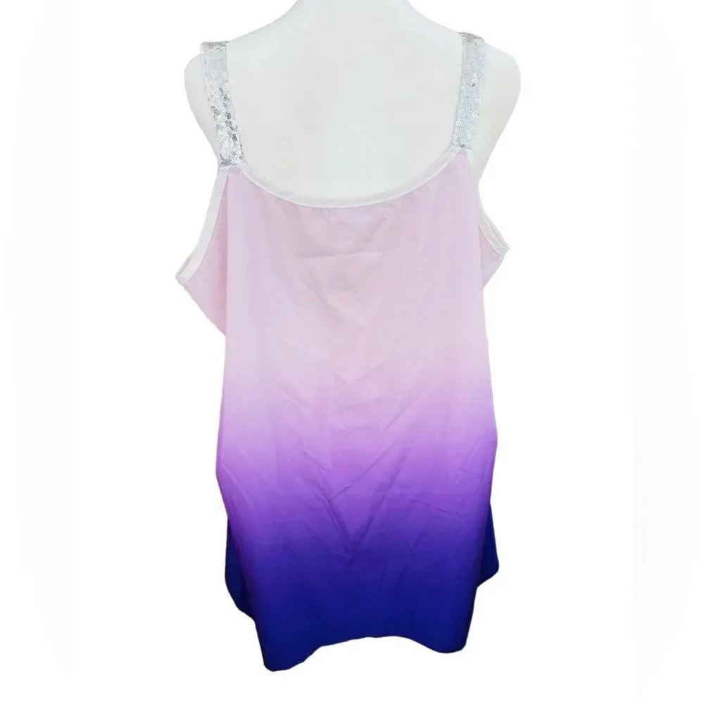 Nextmia purple ombré top with silver sequin bodice and straps size 2XL, size 16._3
